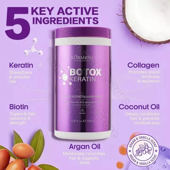 Keratin Hair Treatment Mask & Argan Oil Conditioner Set (1000ml + 1000g)