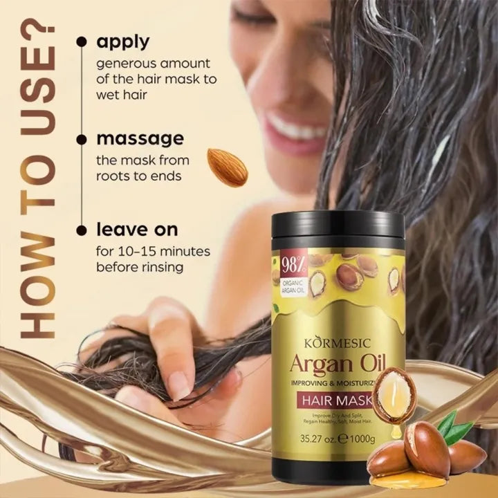 Keratin Hair Treatment Mask & Argan Oil Conditioner Set (1000ml + 1000g)