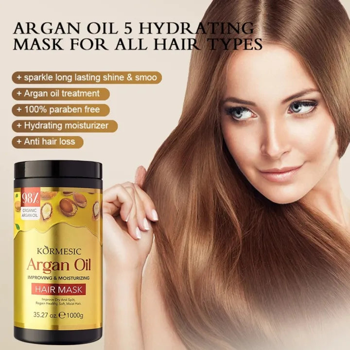 Keratin Hair Treatment Mask & Argan Oil Conditioner Set (1000ml + 1000g)